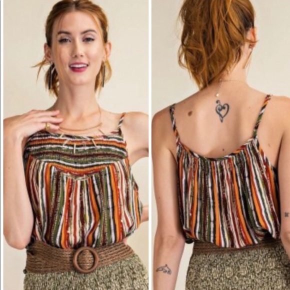 💥🔥CLEARANCE SALE🌟⚡️The SERAFINA Striped Smocked Top-LAST ONE ☝️ - Picture 3 of 4